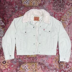 Levi's Women's Light Mint Green Sherpa-Lined Denim Jacket